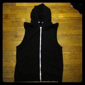 Black sleeveless zip up hoodie size S